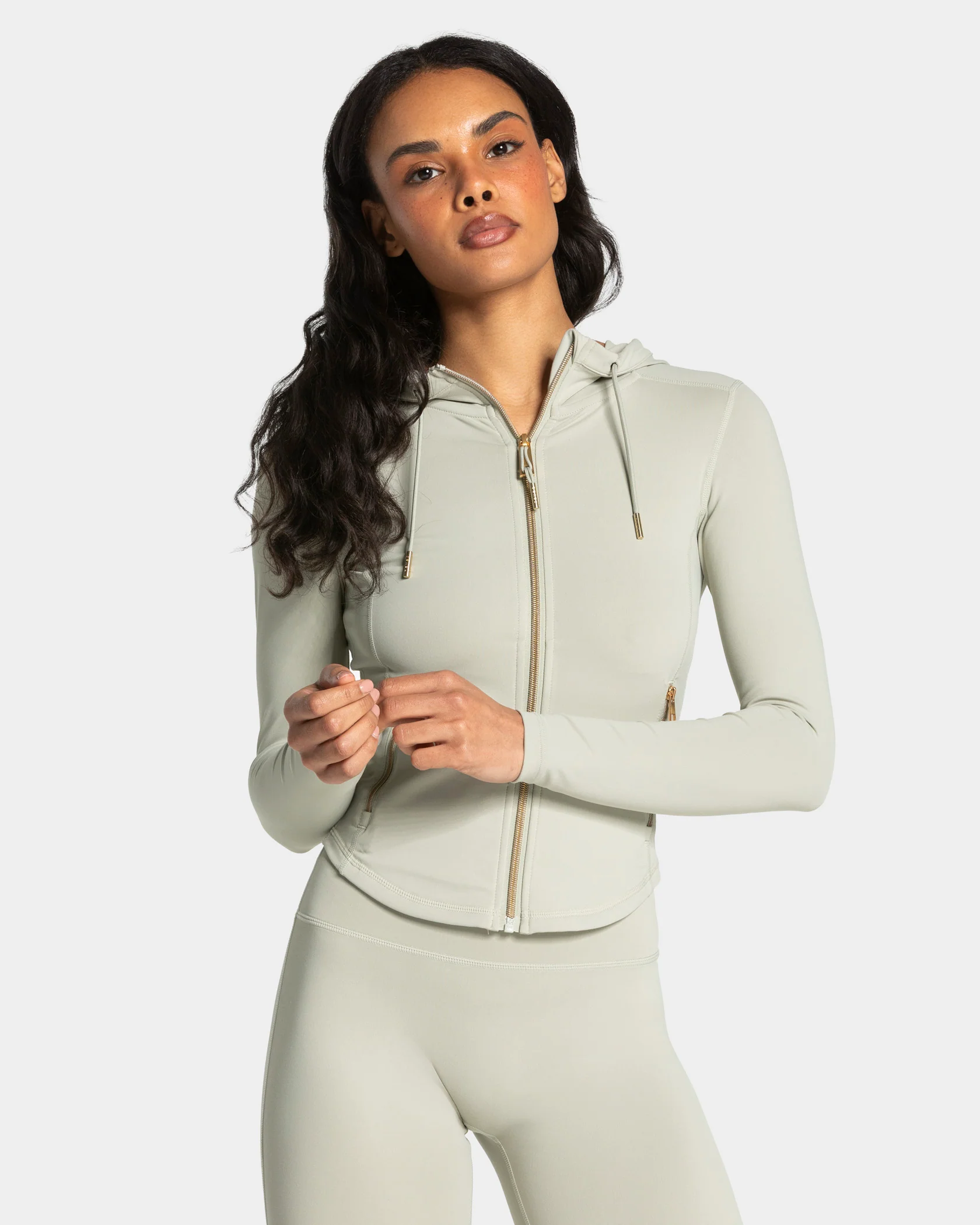 Allrounder Shaping Hooded Zip Jacke "Pistachio - Gold"