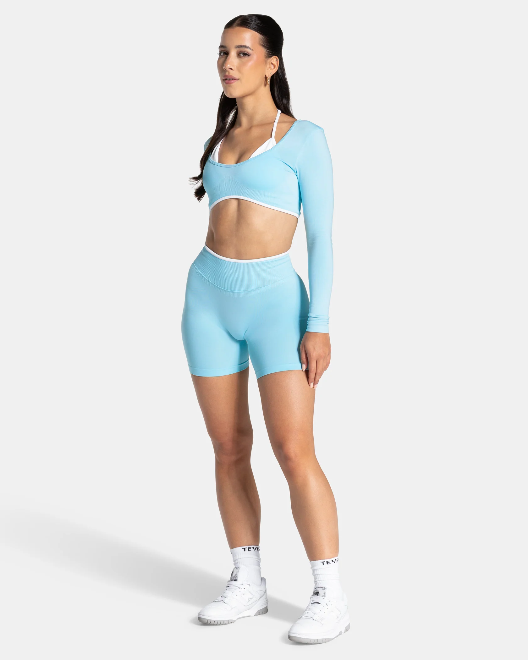 Contrastline Sculpt Scrunch Shorts "Arctic Blue" - Image 3