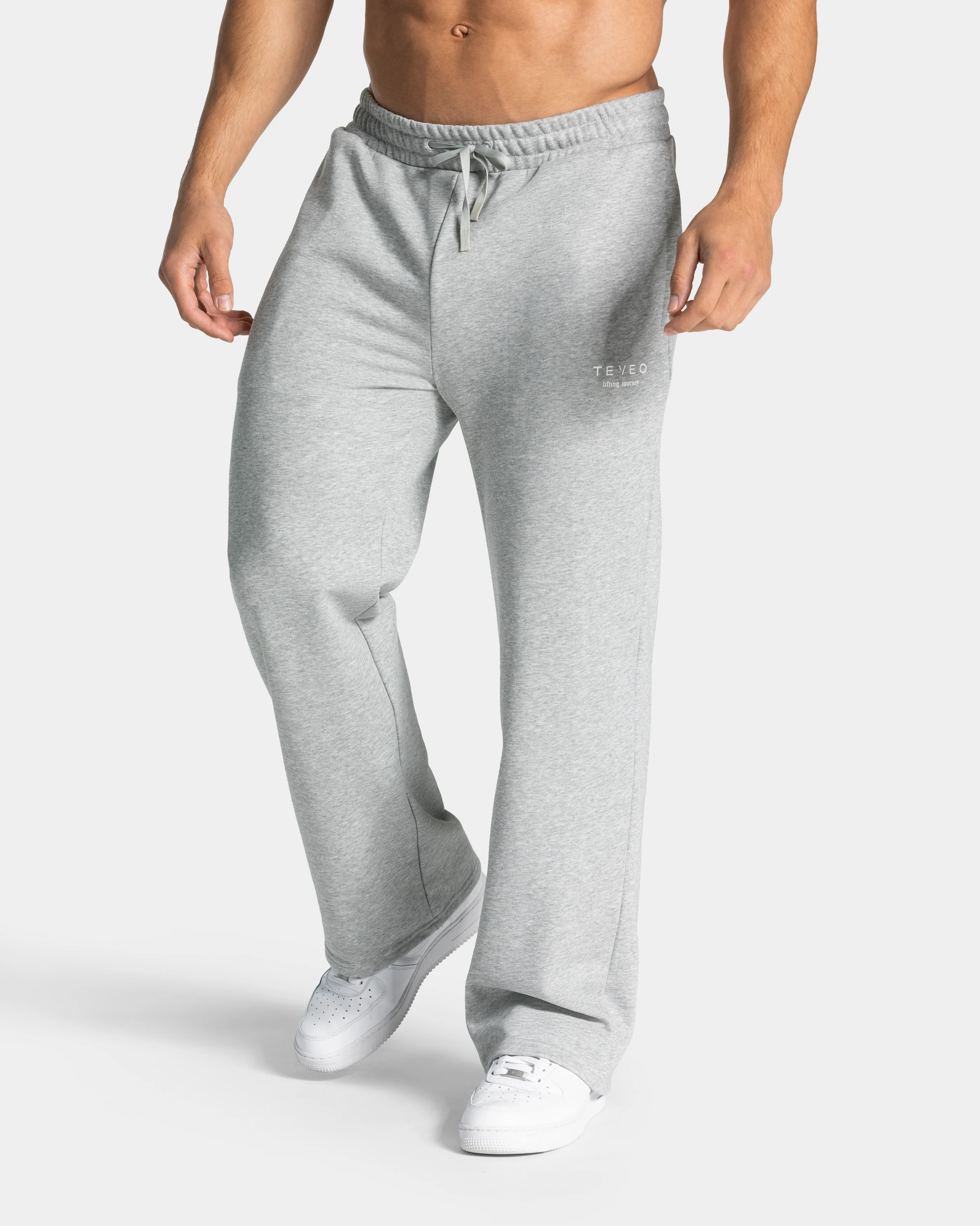 Lifting Journey Straight Leg Jogger "Hellgrau Meliert"