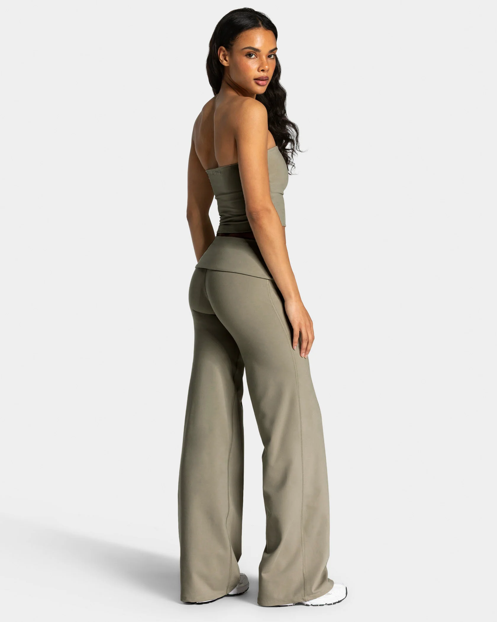 Mellow Fold Over Straight Leg Pants Regular "Khaki" - Image 4
