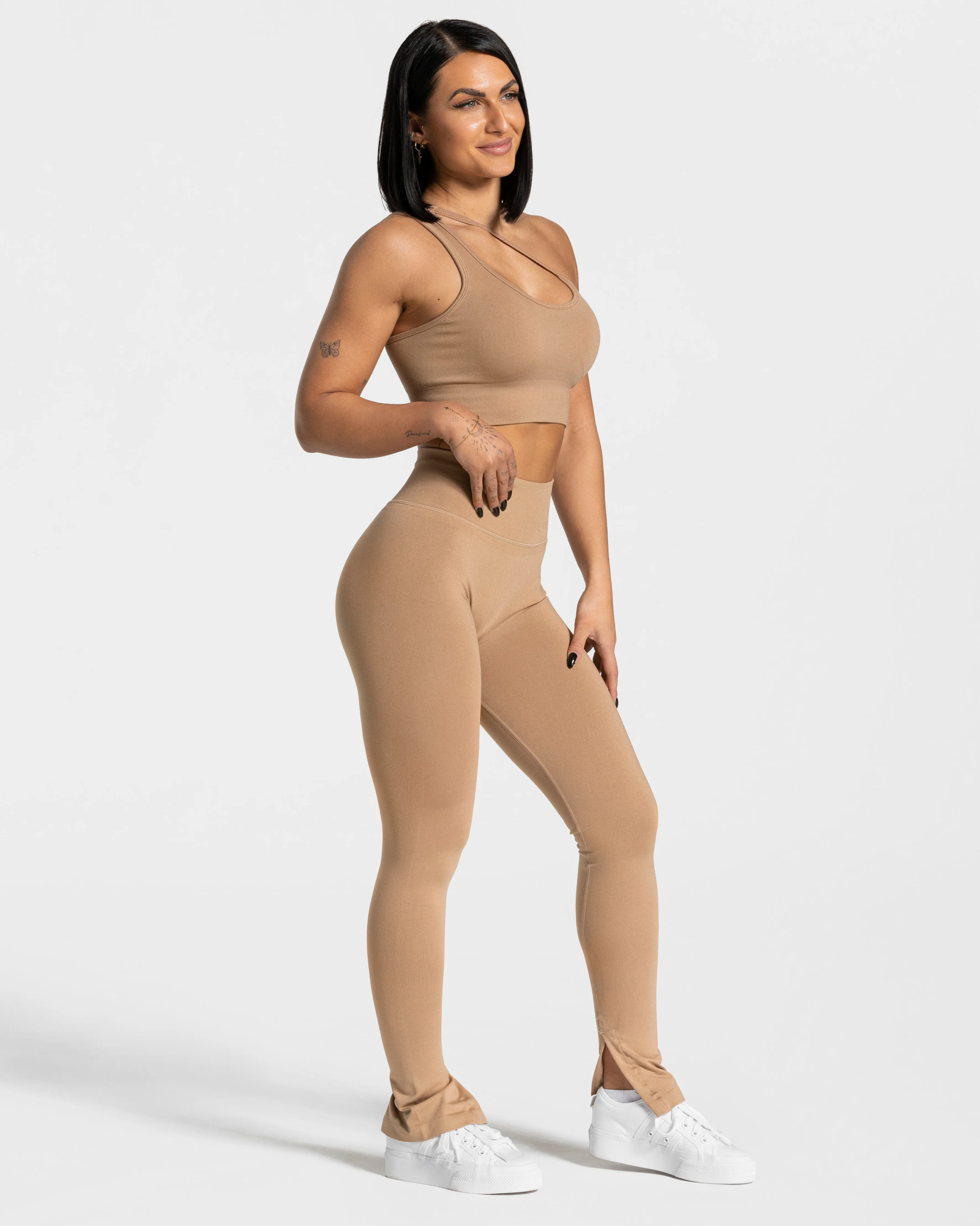 Sassy Slit Leggings "Beige" - Image 3