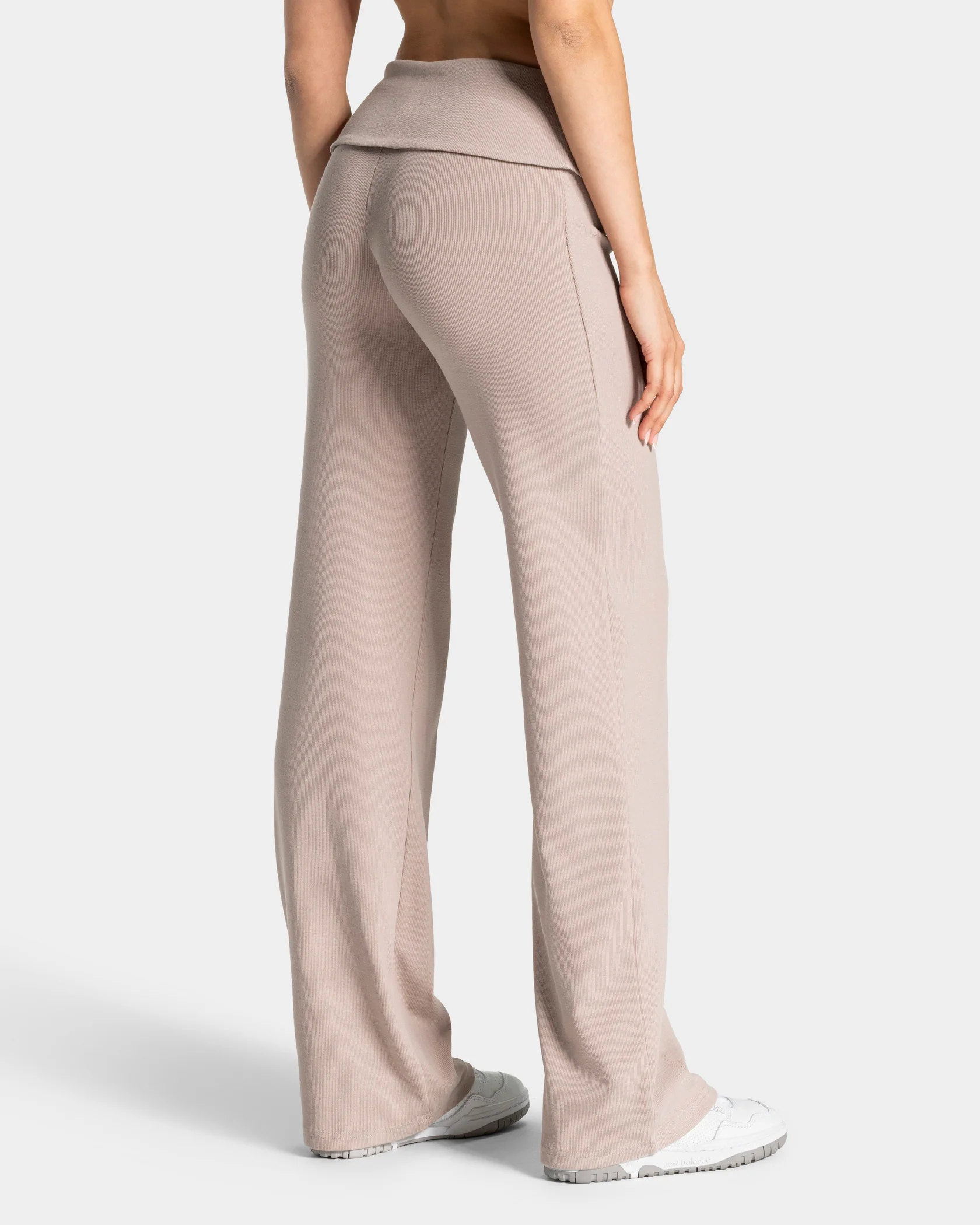 Soft Ribbed Foldover Straight Leg Pants Regular ''Cappuccino'' - Image 3
