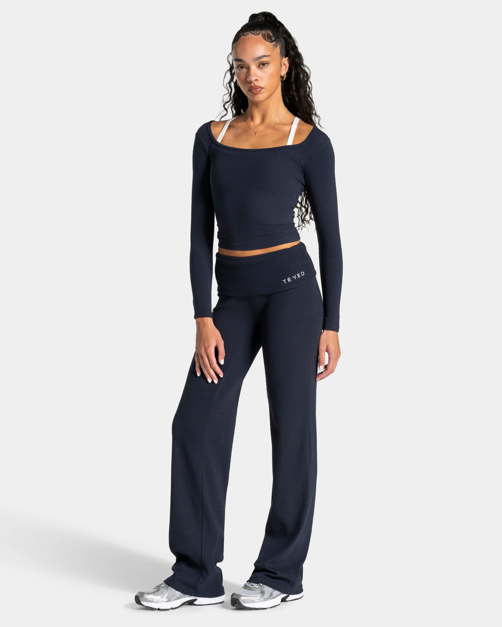 Soft Ribbed Foldover Straight Leg Pants Tall ''Midnight'' - Image 4