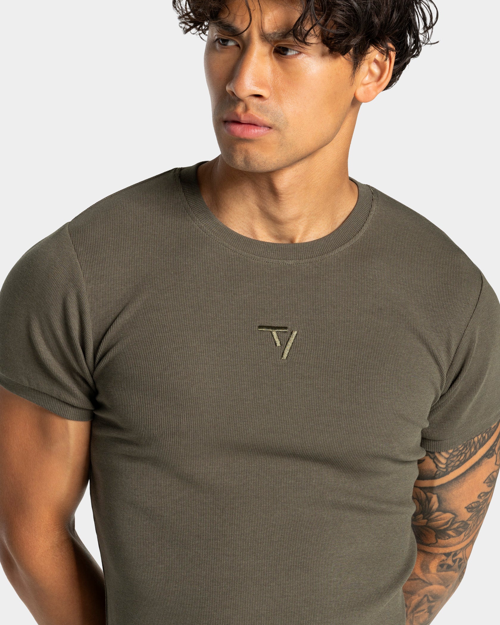 Workout Ribbed T-Shirt "Olive" - Image 4