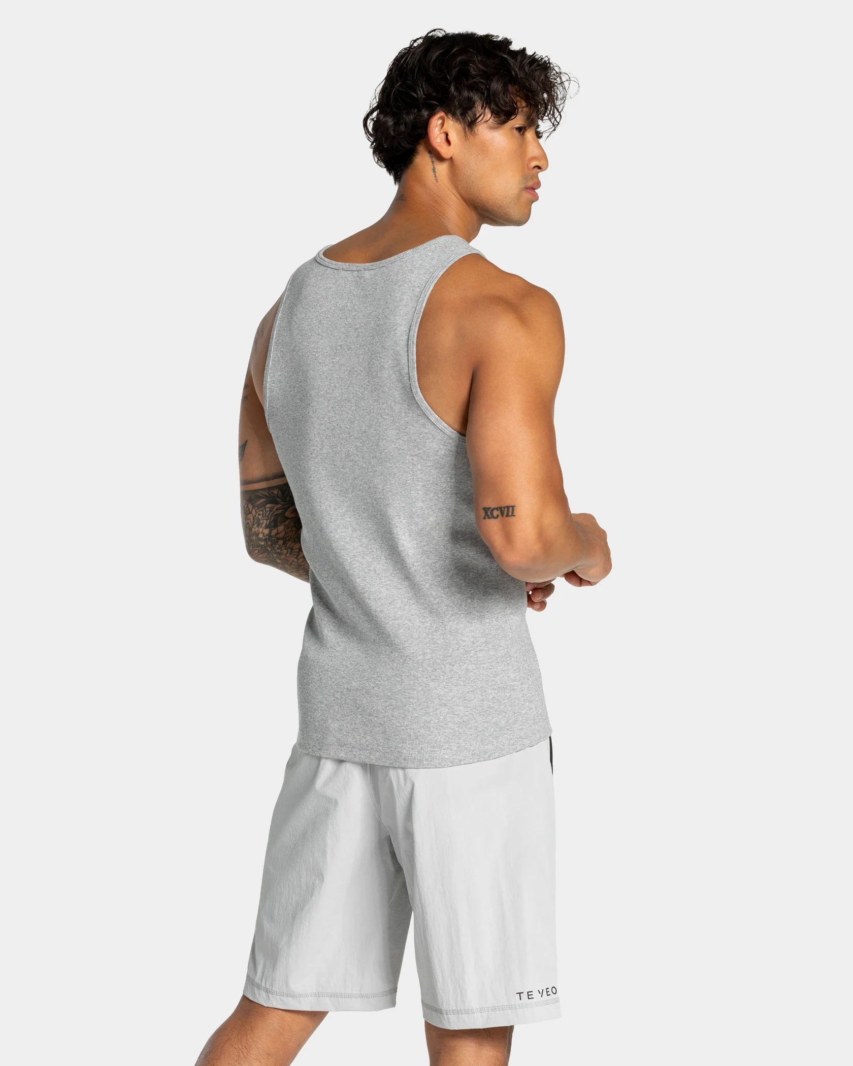 Workout Ribbed Tank "Hellgrau" - Image 2