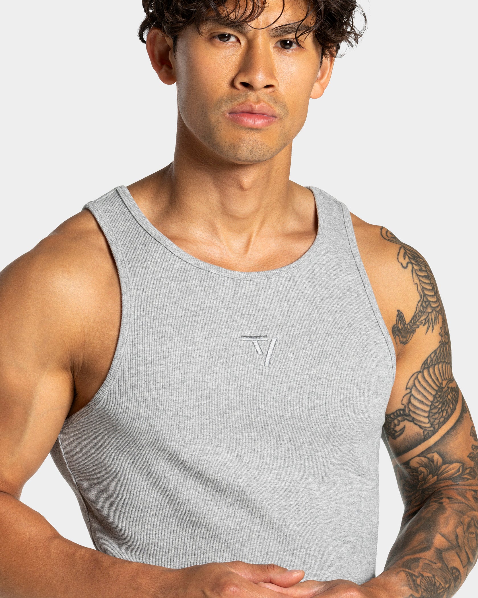 Workout Ribbed Tank "Hellgrau" - Image 4