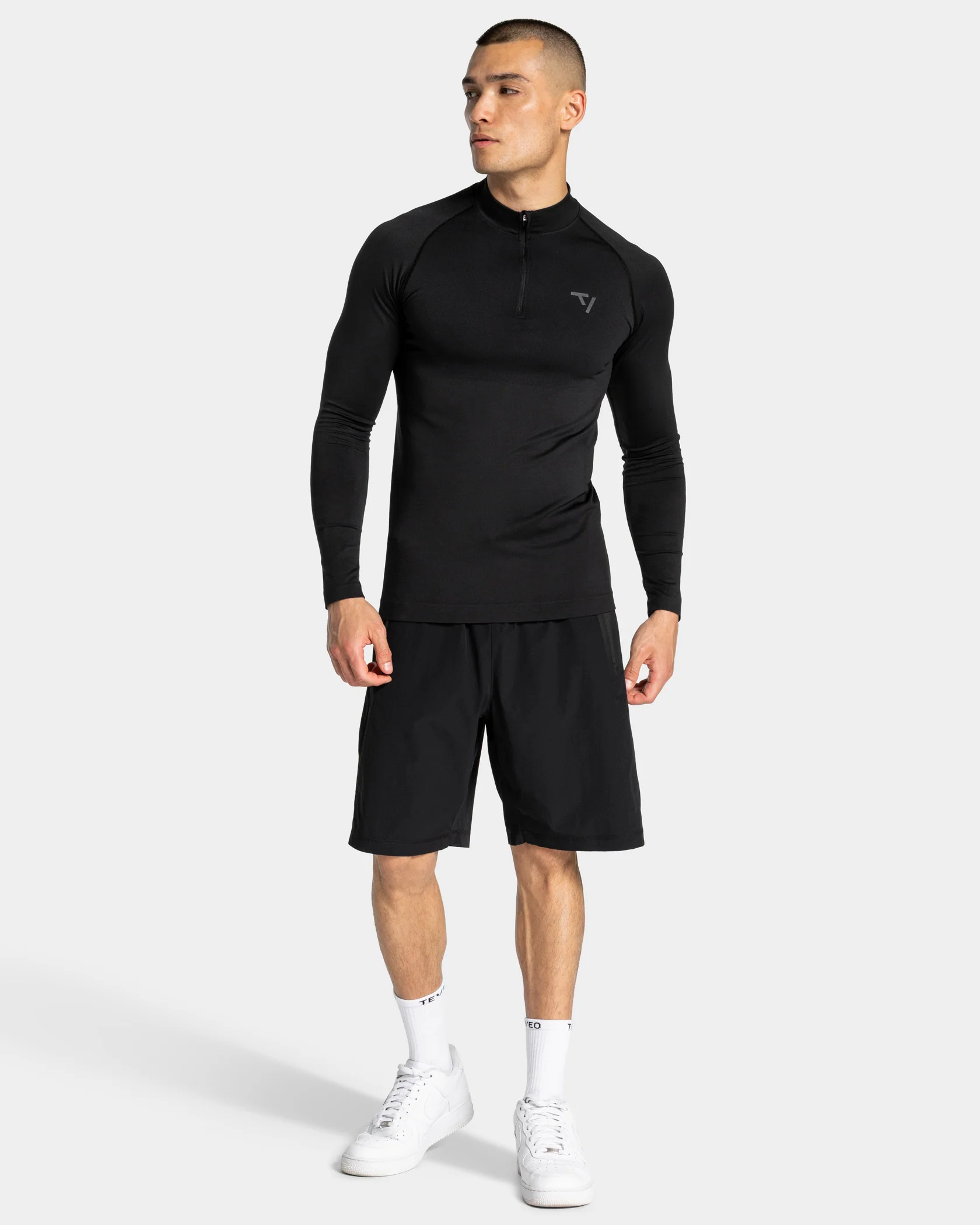 Workout Seamless Half Zip Longsleeve "Schwarz - Anthrazit" - Image 3