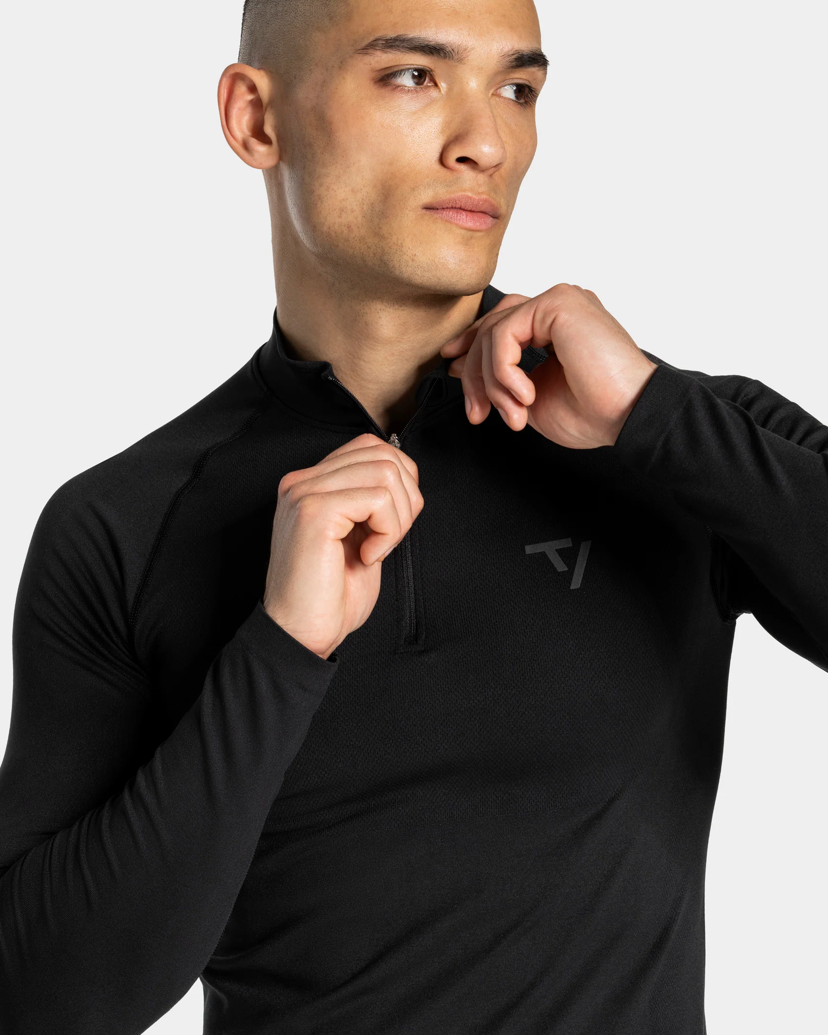 Workout Seamless Half Zip Longsleeve "Schwarz - Anthrazit" - Image 4