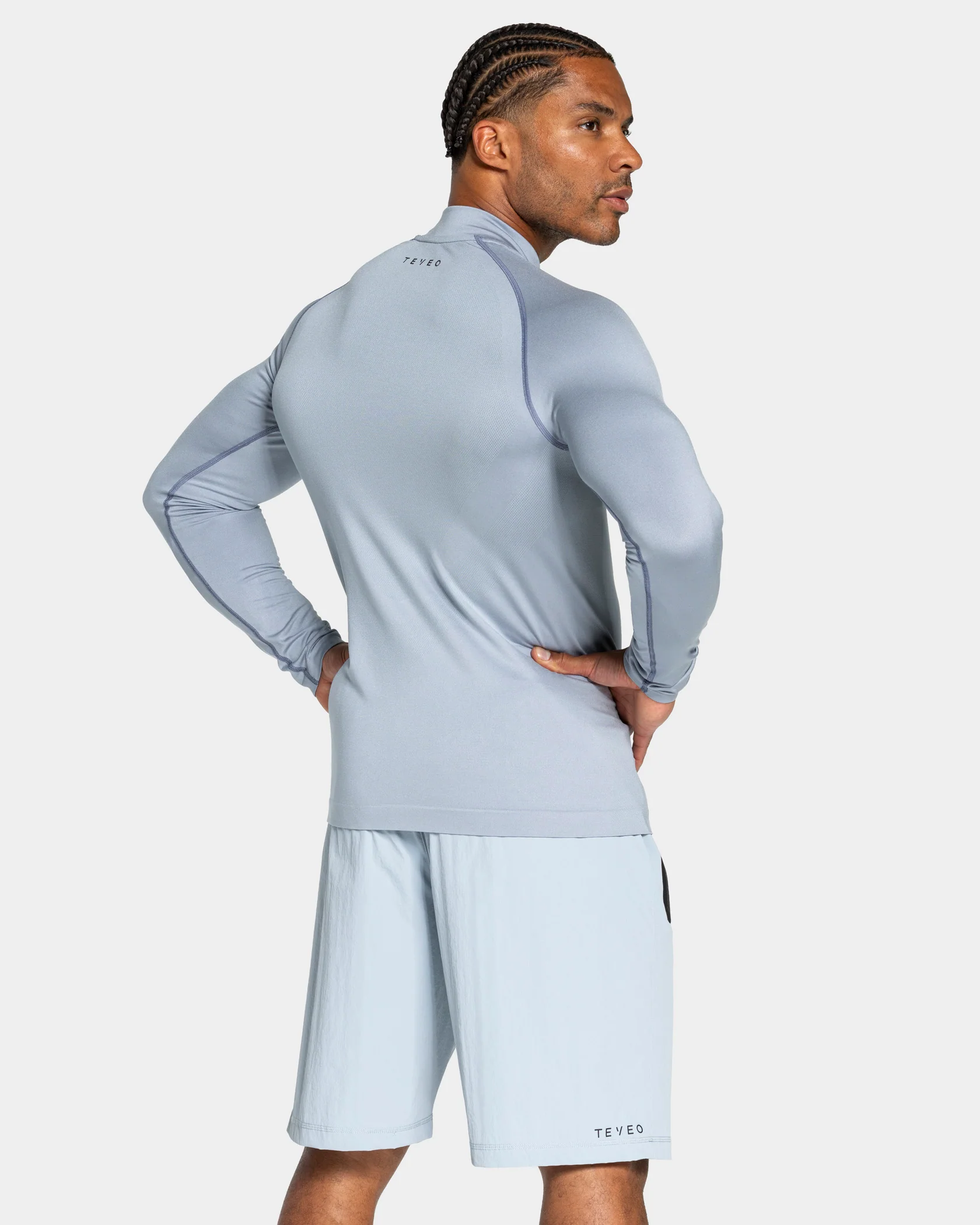 Workout Seamless Half Zip Longsleeve "Stahlblau" - Image 2